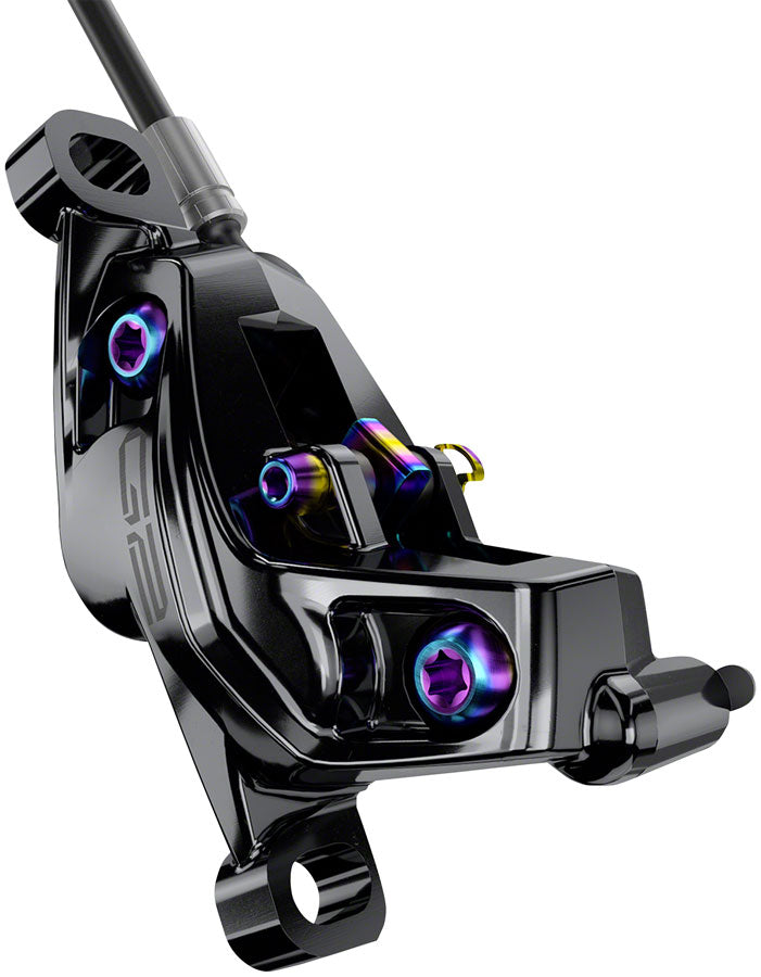 Load image into Gallery viewer, SRAM G2 Ultimate Disc Brake and Lever - Rear, Post Mount, Carbon Lever, Titanium Hardware, Gloss Black with Rainbow
