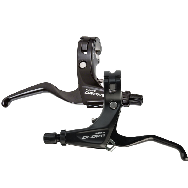 Load image into Gallery viewer, Shimano Deore BL-T610 Long Pull V-Brake Levers Pair I-Spec B Compatible, Black, Adjustable Reach