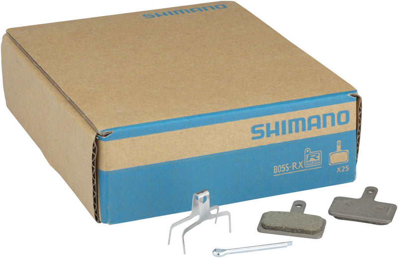 Load image into Gallery viewer, Shimano B05S-RX Resin Disc Brake Pads & Spring Kit Steel Back Plate, High Wear Resistance, Compatible with MTB & Road Models