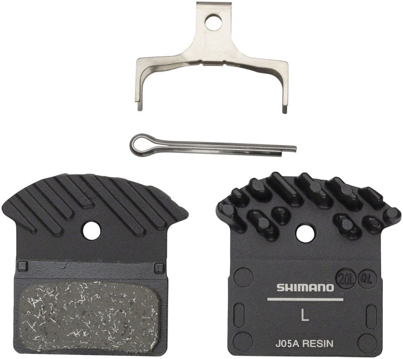 Load image into Gallery viewer, Shimano J05A-RF Disc Brake Pad and Spring - Resin Compound Finned Aluminum Back