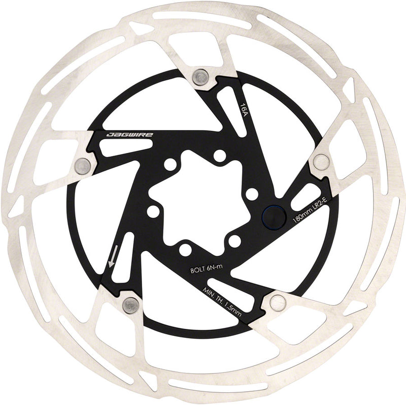 Load image into Gallery viewer, Jagwire Pro LR2-E Ebike Disc Brake Rotor w/ Magnet - 180mm, 6-Bolt, Silver/Black