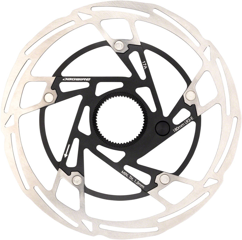 Load image into Gallery viewer, Jagwire Pro LR2-E Ebike Disc Brake Rotor w/ Magnet 180mm Center Lock Silver/Blk