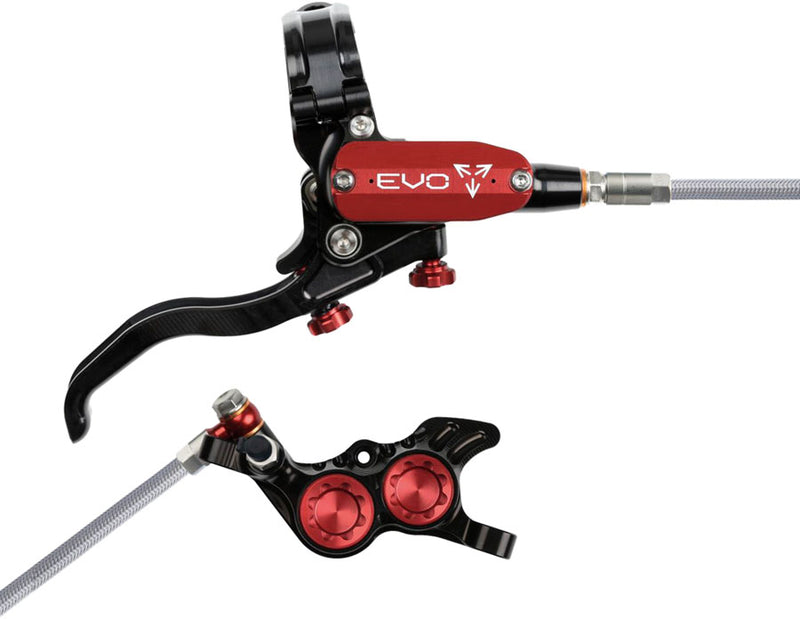 Load image into Gallery viewer, Hope EVO GR4 Hydraulic Disc Brake Set - Right & Left Hand, 4-Piston Post Mount, Braided Hose, Black/Red