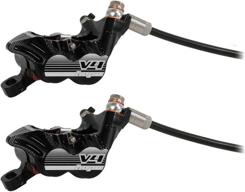Load image into Gallery viewer, Hope Tech 3 V4 Duo Disc Brake and Lever - Right Hand, Front and Rear, Hydraulic, Post Mount, Black