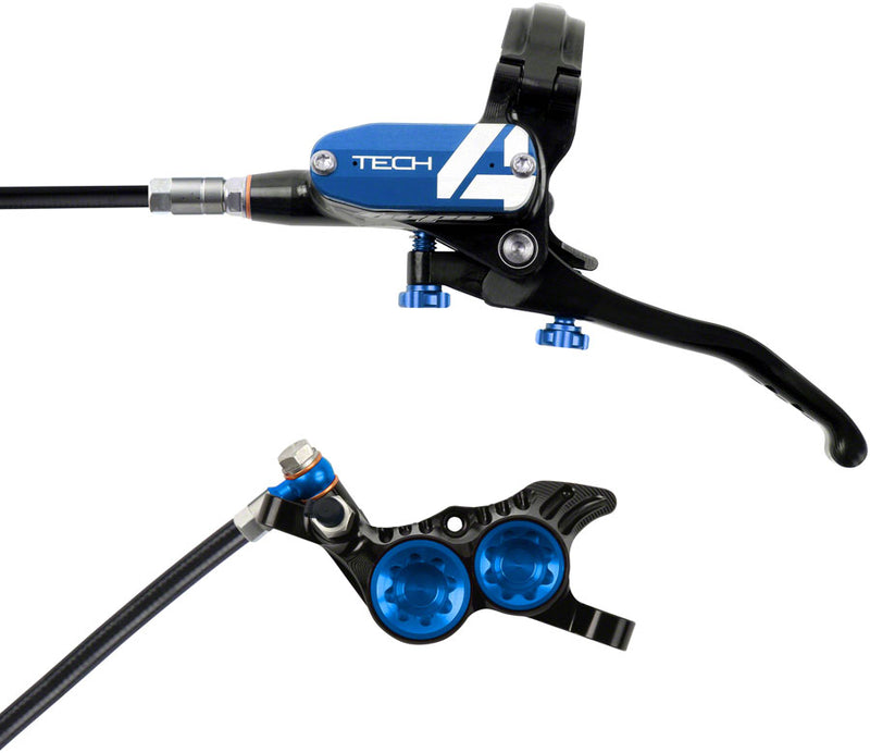 Load image into Gallery viewer, Hope Tech 4 V4 Hydraulic Disc Brake Set - Front & Rear Post Mount, Blue, Lightweight, High-Performance Cycling Components
