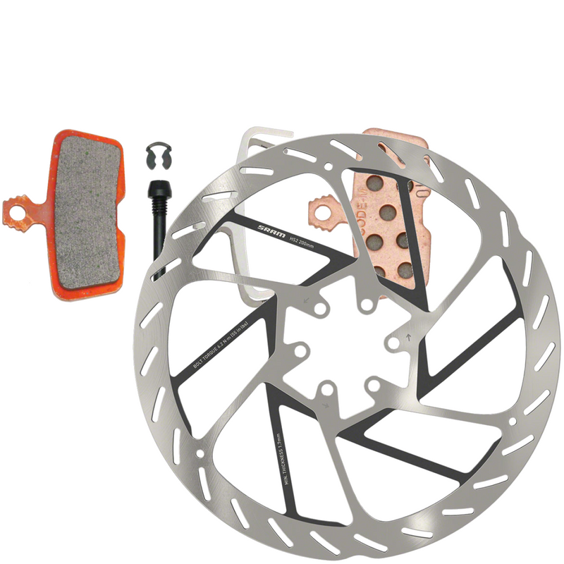 Load image into Gallery viewer, SRAM Disc Brake Upgrade Bundle: Sintered Pads for Code/Guide & 200mm HS2 Rotor with Heat Dissipation