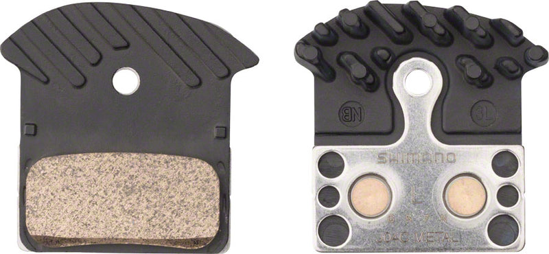 Load image into Gallery viewer, Shimano J04C-MF Disc Brake Pads and Springs - Metal Compound, Finned Alloy and Stainless Steel Back Plate, Box/25 pair