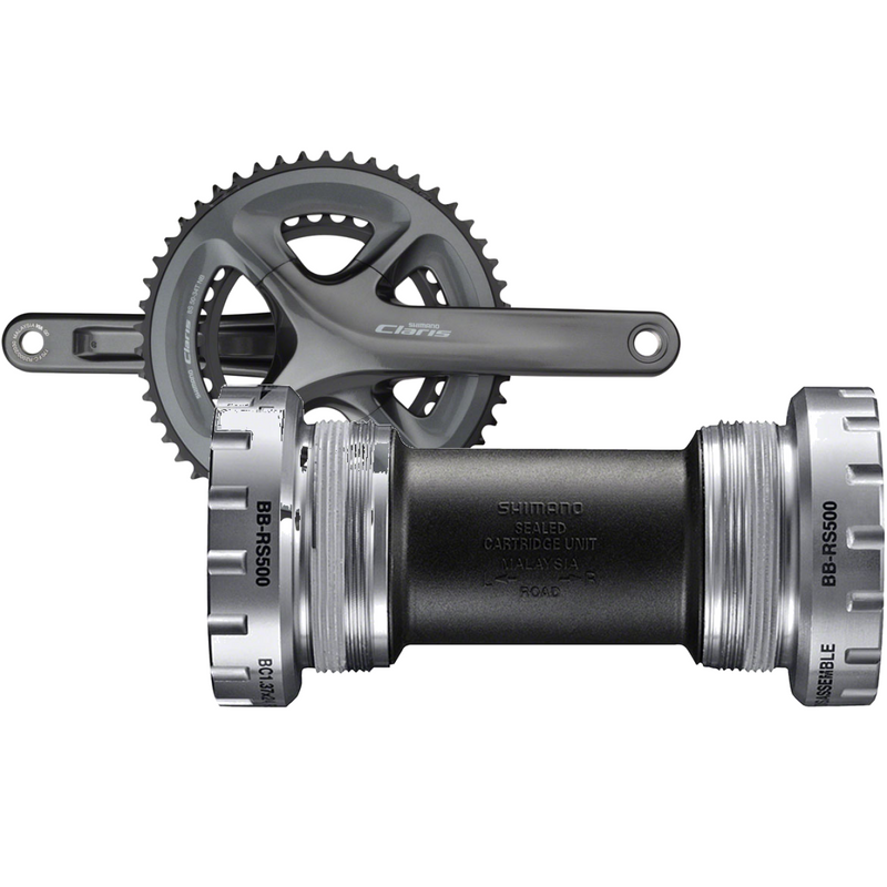 Load image into Gallery viewer, Shimano Bike Parts Bundle: BB-RS501 Hollowtech II Bottom Bracket + Claris FC-R2000 Crankset for Road & Touring, Lightweight Aluminum, High-Performance Cycling Components