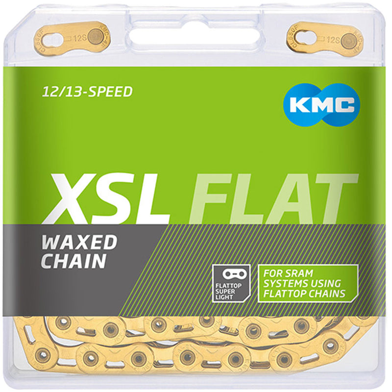 Load image into Gallery viewer, KMC XSL Flat Waxed Chain - 12/13-Speed, 126 Links, Compatible with SRAM T-Type and AXS Systems, Ti Gold