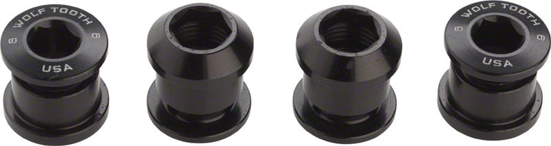 Load image into Gallery viewer, Wolf Tooth 7075-T6 Aluminum Black Chainring Bolt Set - 6mm Dual Hex for 1x Drop-Stop Compatibility, Lightweight and Durable Bike Part