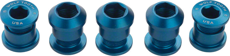 Load image into Gallery viewer, Wolf Tooth 7075-T6 Aluminum Blue Chainring Bolts Set of 5 - Dual Hex, 6mm Length for 1x Single Chainring, Easy Install, High-Performance Cycling Accessories