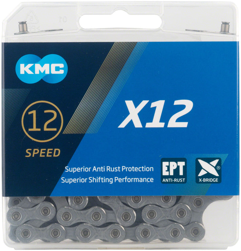 Load image into Gallery viewer, KMC X12 EPT Chain 12-Speed 126 Links Steel Gray Non-Directional