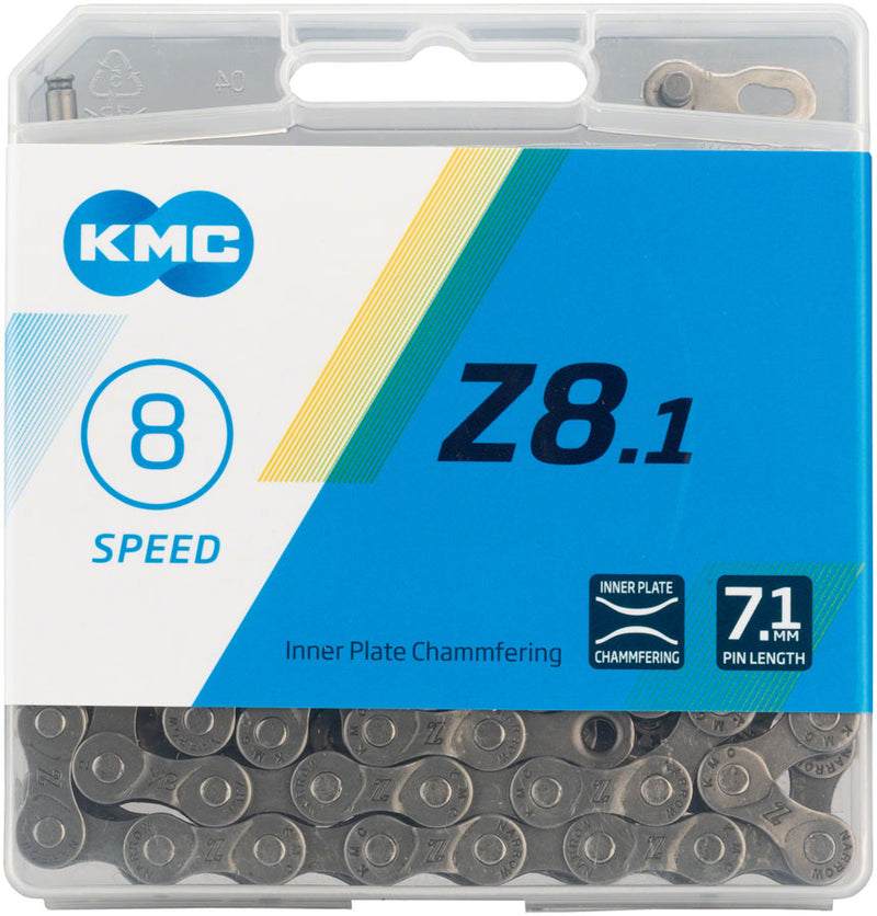 Load image into Gallery viewer, KMC Z8.1 Z Bridge Shaped 6 7 8 Speed Chain 116 Links w/ Master Link Gray