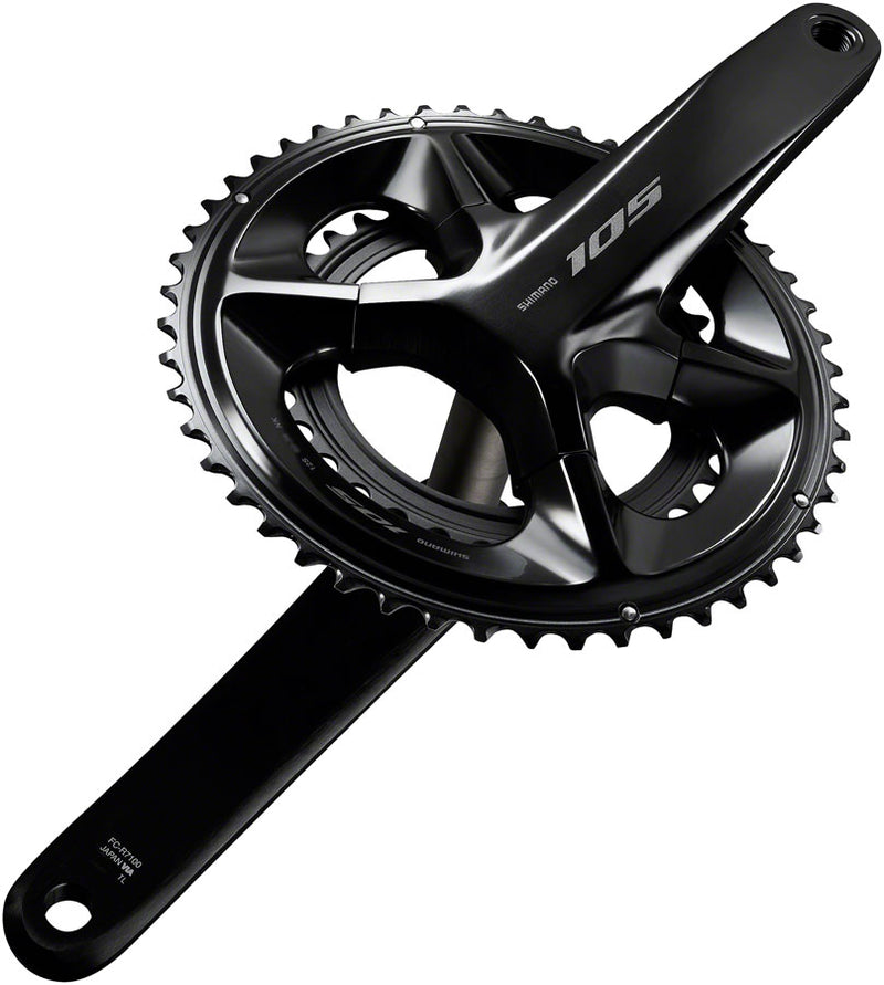 Load image into Gallery viewer, Shimano 105 FC-R7100 Crankset - 170mm, 12-Speed, 52/36t, 110 Asymmetric BCD, Hollowtech II Spindle Interface, Black