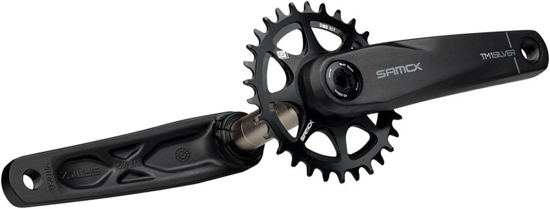Load image into Gallery viewer, Samox Silver TM-1 Crankset - 155mm, 3-Bolt Direct Mount 30t Chainring, 24mm Chromoly Spindle, Black