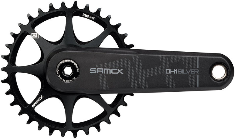 Load image into Gallery viewer, Samox Silver DH-1 Crankset - 160mm, 3-Bolt Direct Mount 34t Chainring, 28.99mm Aluminum Spindle, Black