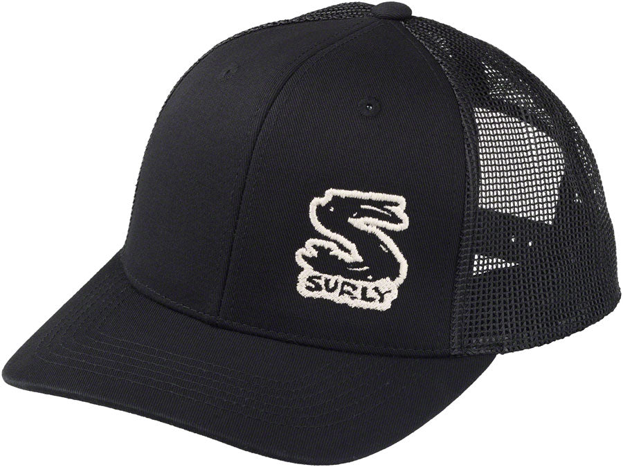 帽子 urly Surly Black Cotton Snap Back Hat - Unisex, Recycled Plastic Brim