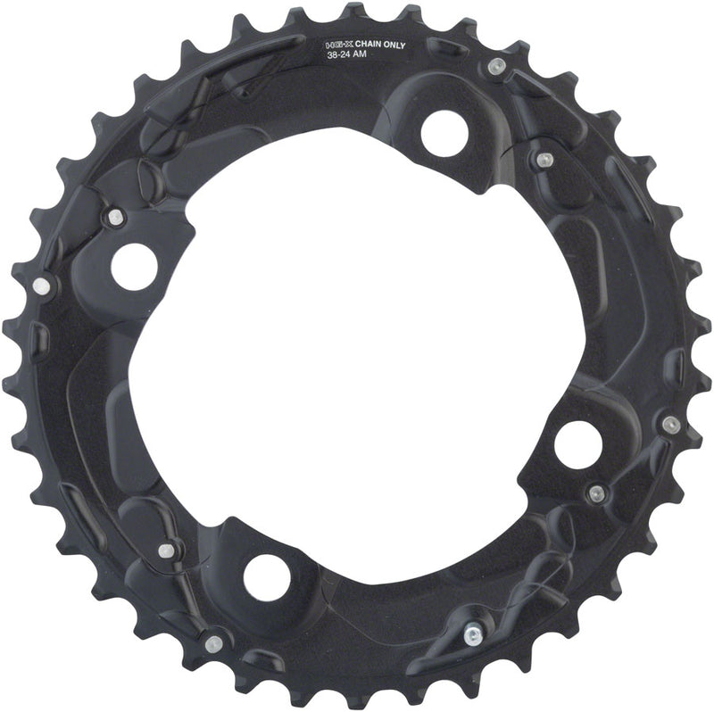 Load image into Gallery viewer, Shimano Deore FC-M615 Chainring 38t 104 BCD Aluminum Blk To be paired w/ 24t