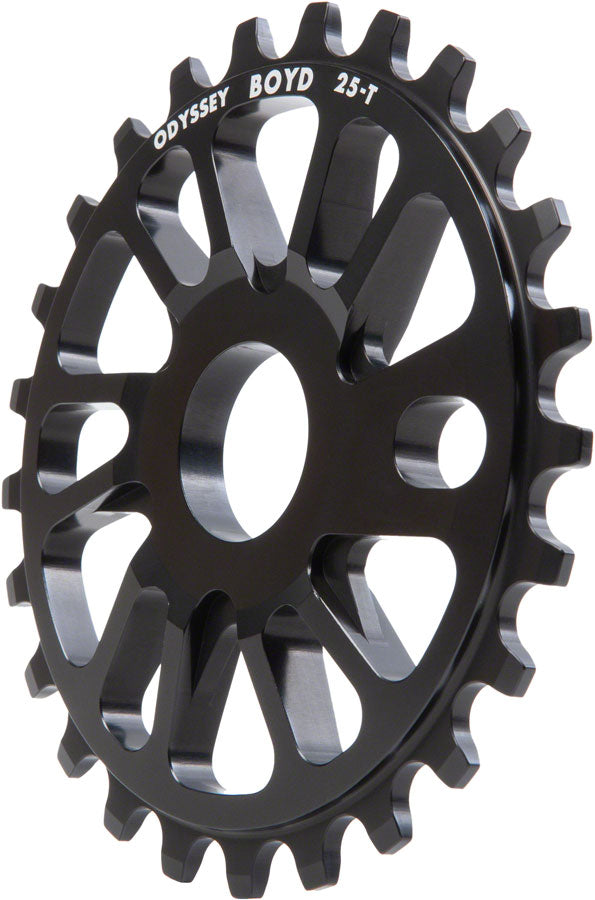 Load image into Gallery viewer, Odyssey Boyd Sprocket - 25t, CNC Machined 7075-T6 Aluminum, Black