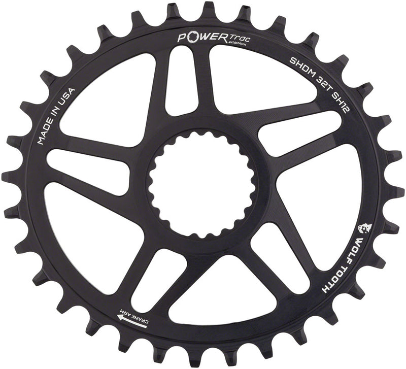 Load image into Gallery viewer, Wolf Tooth Elliptical Chainring 32t Shimano Direct Mount Requires 12-Speed Alloy