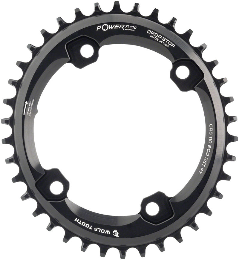 Load image into Gallery viewer, Wolf Tooth Elliptical GRX Chainring 38t 110 BCD Asymmetric 4-Bolt 9/10/11/12-Spd
