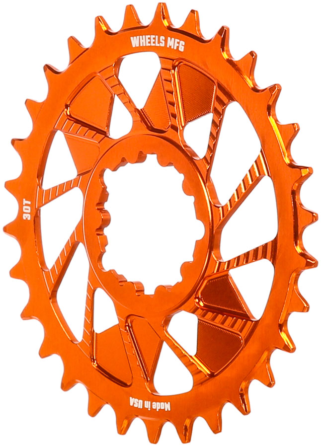 Load image into Gallery viewer, Wheels Manufacturing Direct Mount Chainring - 30t, SRAM 3-Bolt Direct Mount, 3mm Offset, T-Type Chain Compatible, Orange