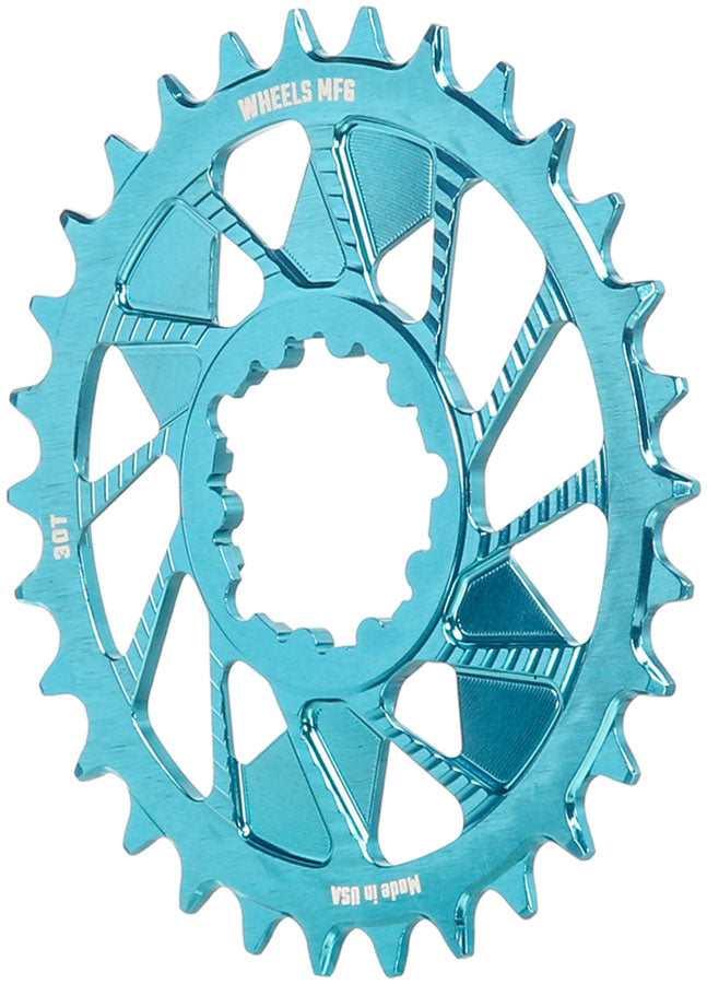 Load image into Gallery viewer, Wheels Manufacturing Direct Mount Chainring - 30t, SRAM 3-Bolt Direct Mount, 3mm Offset, T-Type Chain Compatible, Teal