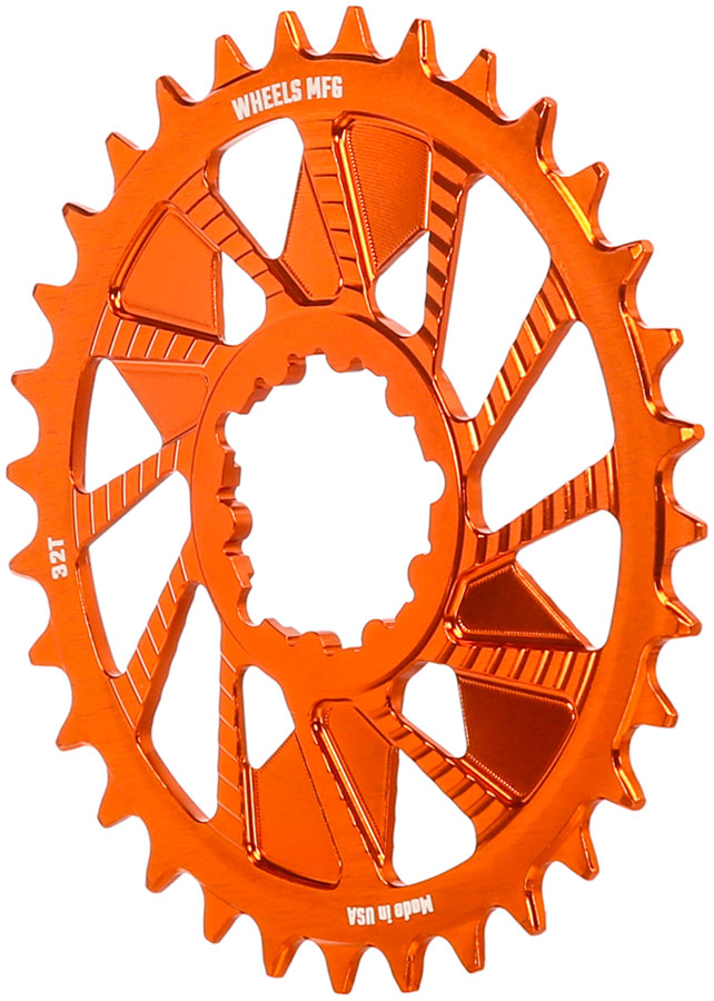 Load image into Gallery viewer, Wheels Manufacturing Direct Mount Chainring - 32t, SRAM 3-Bolt Direct Mount, 3mm Offset, T-Type Chain Compatible, Orange