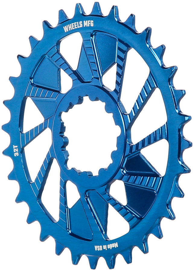 Load image into Gallery viewer, Wheels Manufacturing Direct Mount Chainring - 32t, SRAM 3-Bolt Direct Mount, 3mm Offset, T-Type Chain Compatible, Blue