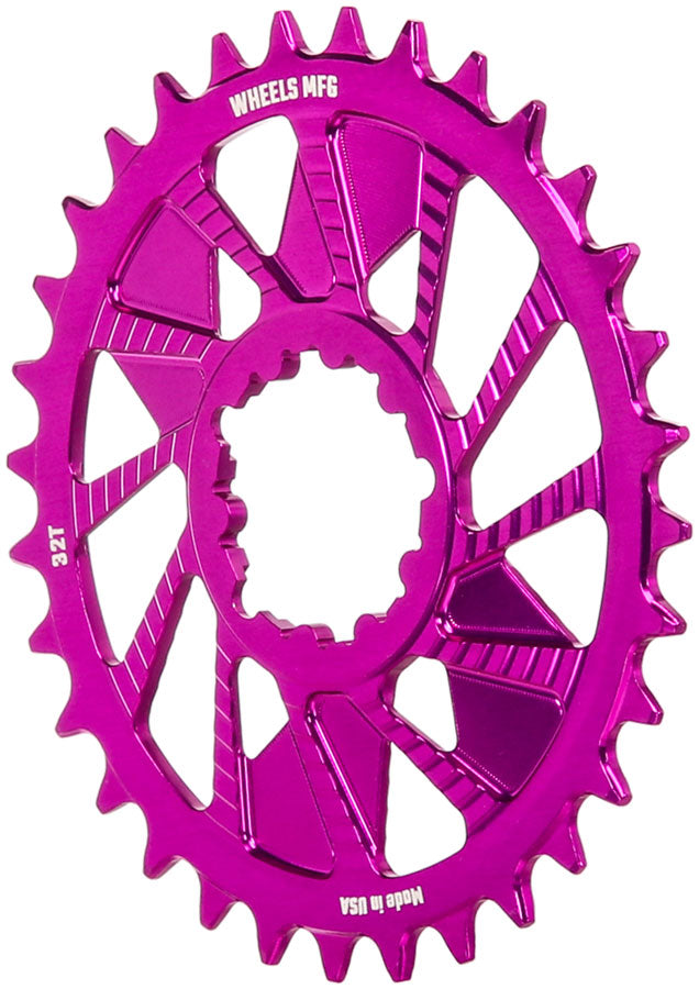 Load image into Gallery viewer, Wheels Manufacturing Direct Mount Chainring - 32t, SRAM 3-Bolt Direct Mount, 3mm Offset, T-Type Chain Compatible, Purple