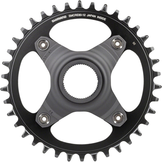 Shimano STEPS SM-CRE80-12-B Chainring - 38T Without Chainguard, 55mm Chainline, Black