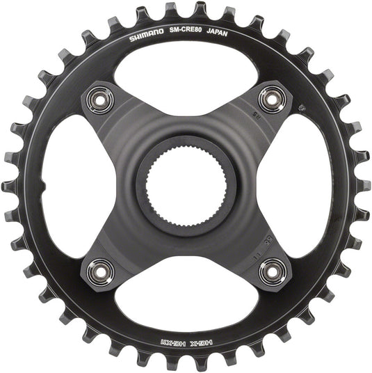 Shimano STEPS SM-CRE80-B Chainring - 38T Without Chainguard, 55mm Chainline, Black
