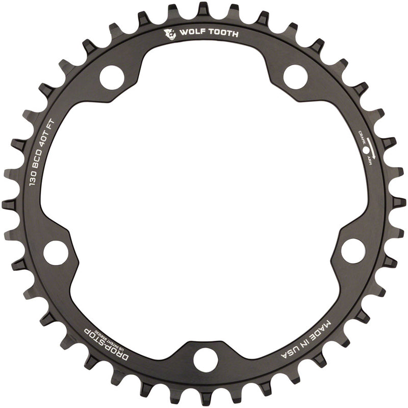 Load image into Gallery viewer, Wolf Tooth Chainring 40t 130 BCD 5-Bolt 10/11/12-Spd Alloy Blk Road Cyclocros