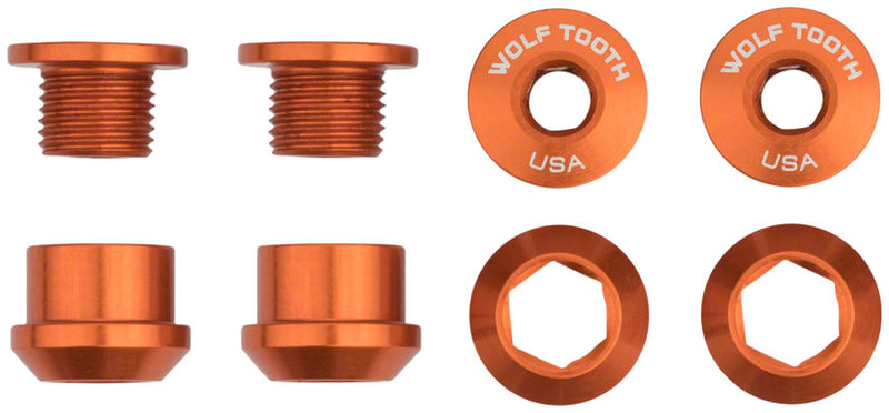 Load image into Gallery viewer, Wolf Tooth 1x Chainring Bolt Set - 6mm Aluminum Orange for Drop-Stop Single Chainrings, Dual Hex Fittings, Lightweight, USA Made