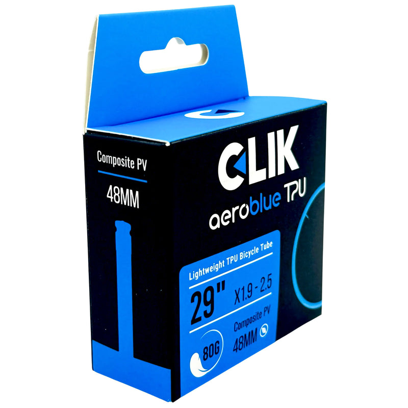 Load image into Gallery viewer, Clik AeroBlue TPU Bike Tubes with Reinforced Valve & Clik Valve 29" X 1.9-2.5", 48mm Length