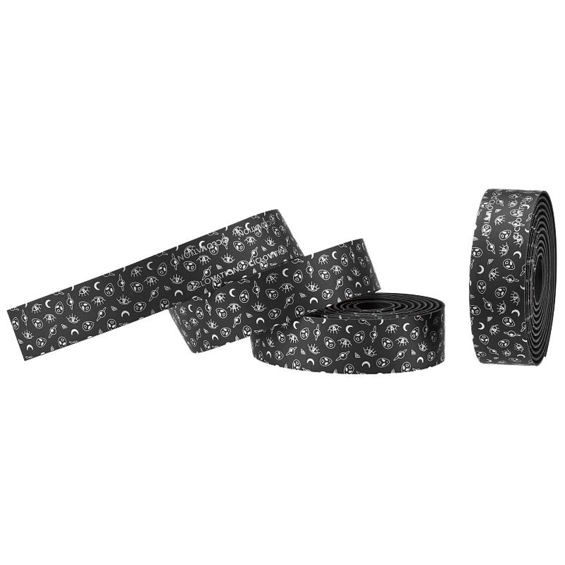 Load image into Gallery viewer, Ciclovation Leather Touch Minimalist Alien Handlebar Tape Set Shock-Absorbing, Eco-Friendly Cycling Grip, Black/Silver