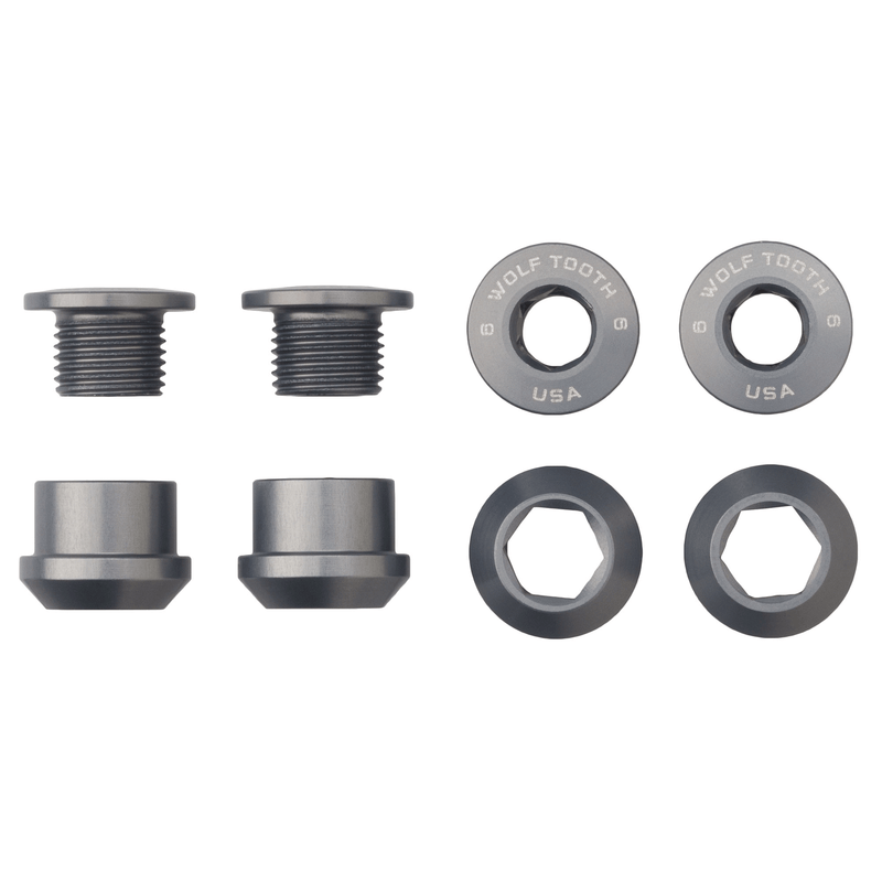 Load image into Gallery viewer, Wolf Tooth 1x Chainring Bolt Set - 6mm Aluminum Orange for Drop-Stop Single Chainrings, Dual Hex Fittings, Lightweight, USA Made