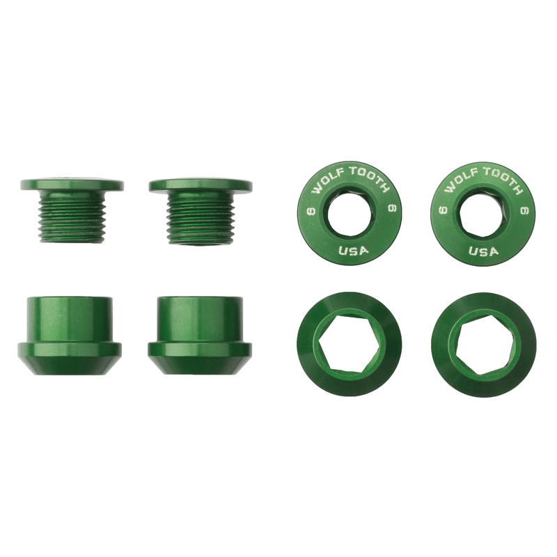 Load image into Gallery viewer, Wolf Tooth 7075-T6 Aluminum Black Chainring Bolt Set - 6mm Dual Hex for 1x Drop-Stop Compatibility, Lightweight and Durable Bike Part