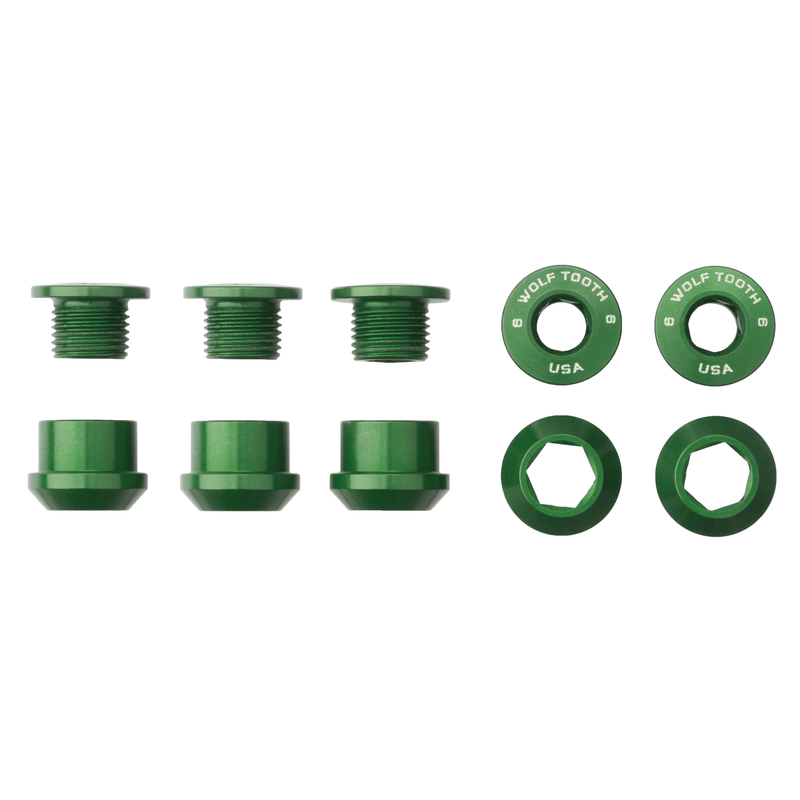 Load image into Gallery viewer, Wolf Tooth 7075-T6 Aluminum Black Chainring Bolt Set - 1x Compatible, Dual Hex Fittings, Lightweight, 6mm Length, Easy Installation for Single Chainrings