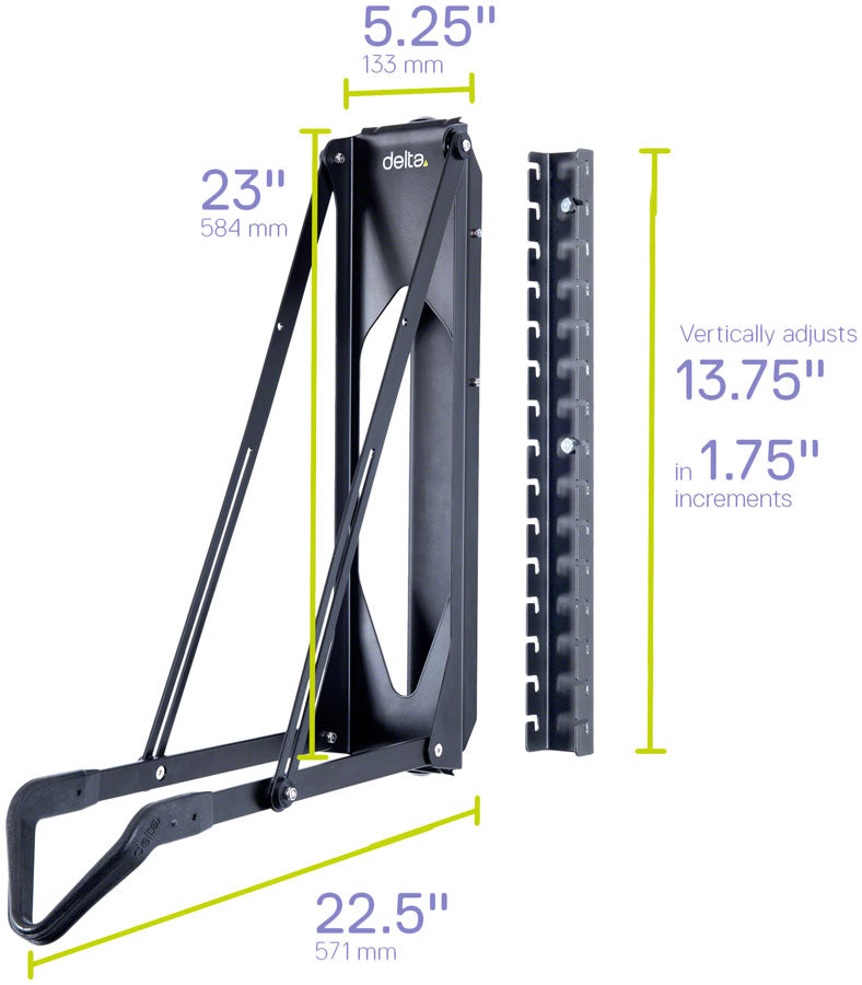 Load image into Gallery viewer, Delta Pivot Wall Mounted Bike Storage Rack - 1 Bike, Matte Black