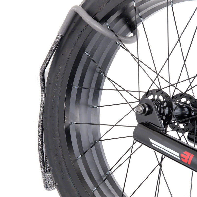 Load image into Gallery viewer, Delta Fat Tire Wall Mount Bike Storage Hook with Rear Wheel Tray - 1-Bike, Up to 5" Tire - Powdercoat Silver