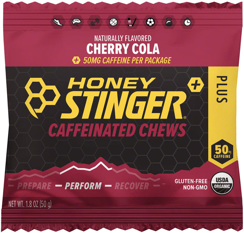 Load image into Gallery viewer, Honey Stinger Caffeinated Energy Chews - Cherry Cola, Box of 12 Packets Pack of 12