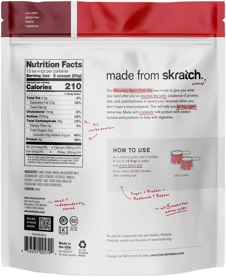 Load image into Gallery viewer, Skratch Labs Recovery Sport Drink Mix - Strawberries and Cream, 12-Serving Resealable Pouch