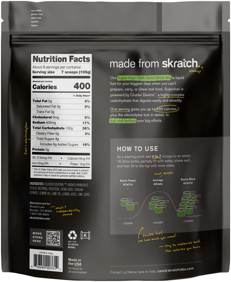 Load image into Gallery viewer, Skratch Labs Super High-Carb Sport Drink Mix - Lemon and Lime, 8 Serving Pouch
