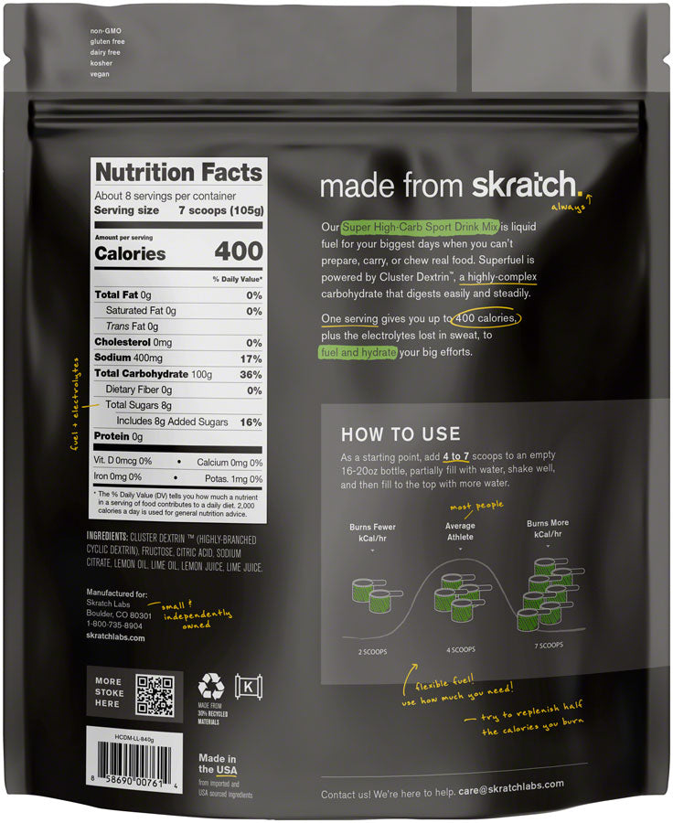 Load image into Gallery viewer, Skratch Labs Super High-Carb Sport Drink Mix - Lemon and Lime, 8 Serving Pouch