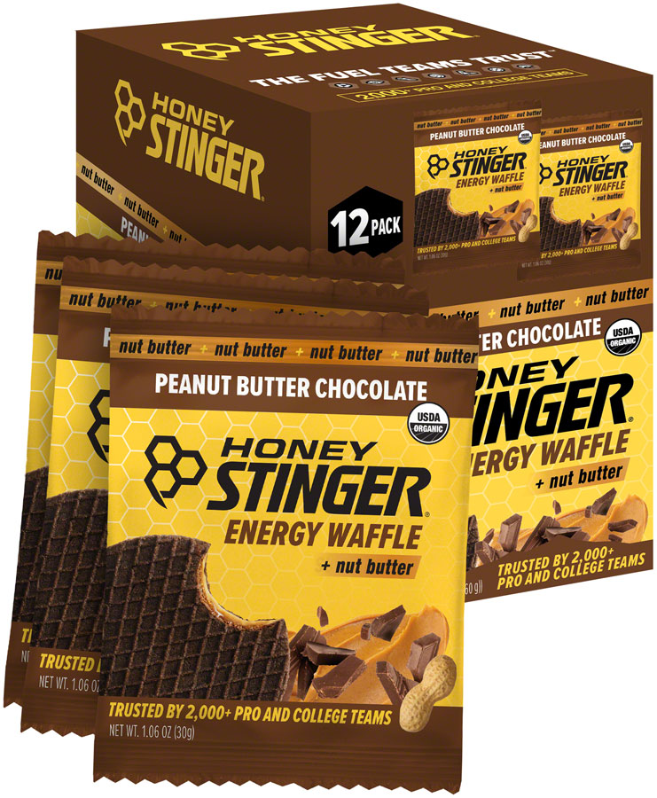 Load image into Gallery viewer, Honey Stinger Organic Peanut Butter Stinger Waffle Energy Peanut Butter Chocolate Box of 12 Yes