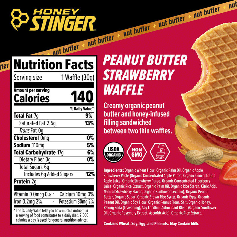 Load image into Gallery viewer, Honey Stinger Organic Peanut Butter Stinger Waffle Energy Peanut Butter Strawberry Box of 12 Yes
