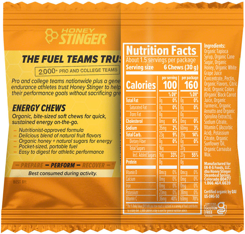 Load image into Gallery viewer, Honey Stinger Organic Energy Chews Box of 12 Energy Citrus Splash Box of 12 Yes