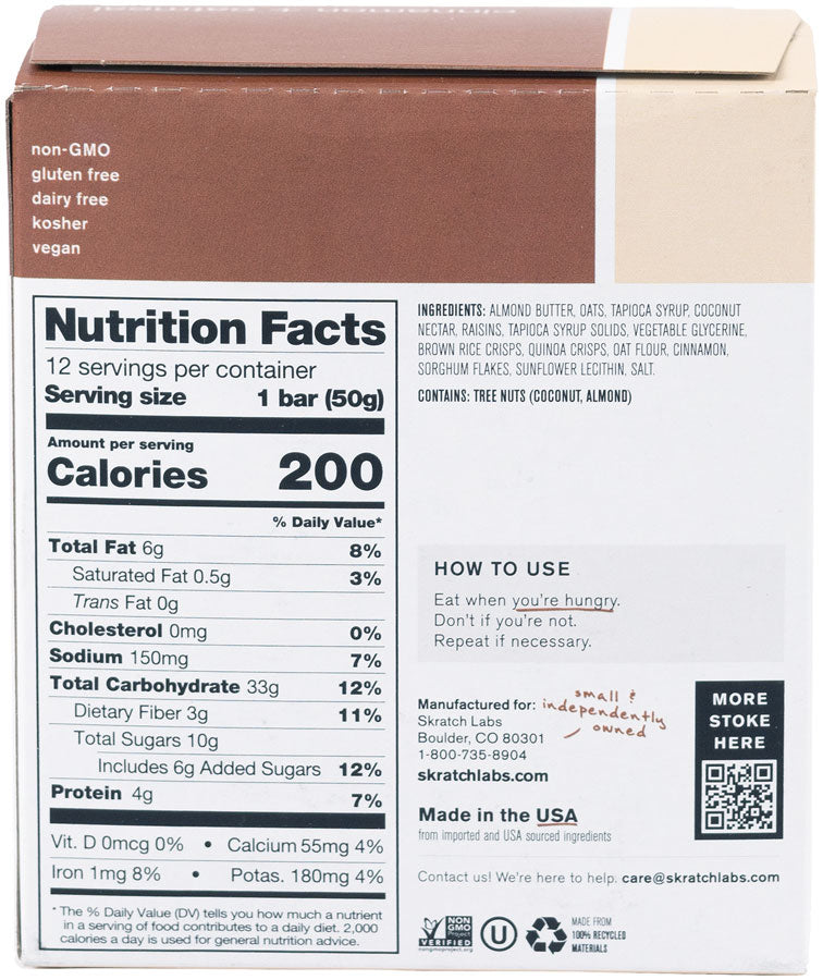 Load image into Gallery viewer, Skratch Labs Energy Bar - Cinnamon/Oatmeal, Box of 12 Pack of 12