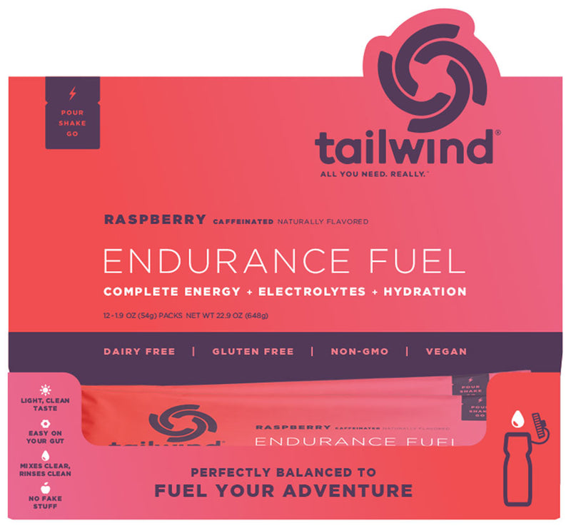 Load image into Gallery viewer, Tailwind Endurance Fuel Raspberry - Caffeinated, Box of 12 Single Servings